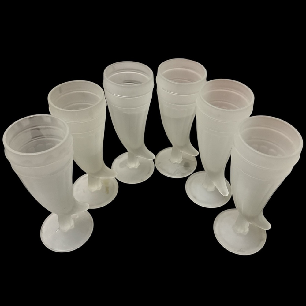 VINTAGE FROSTED INDIANA GLASS 6 POWDERHORN GLASS